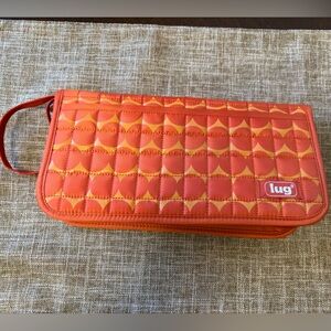 Lug Travel Passport Wallet Vibrant Orange Clutch Zippered Organizer Vacation